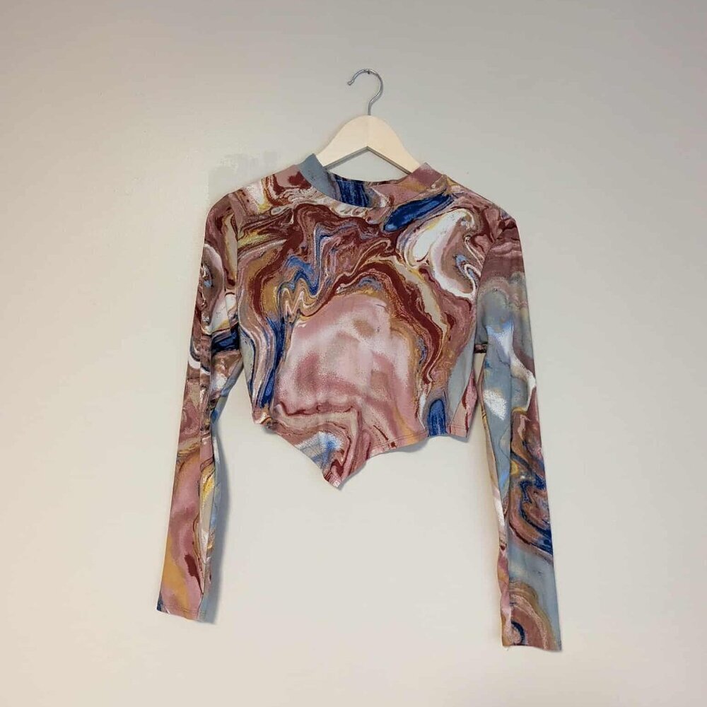 Rue 21 Asymmetrical Marble Crop Top